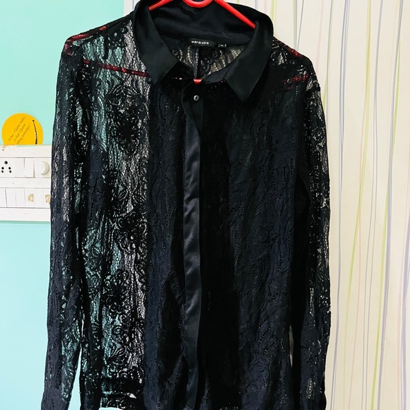 Black sheer net shirt top !! - Picture 9 of 9